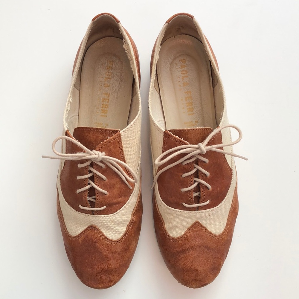 Anthropologie Canvas/Leather Oxfords - sz 39